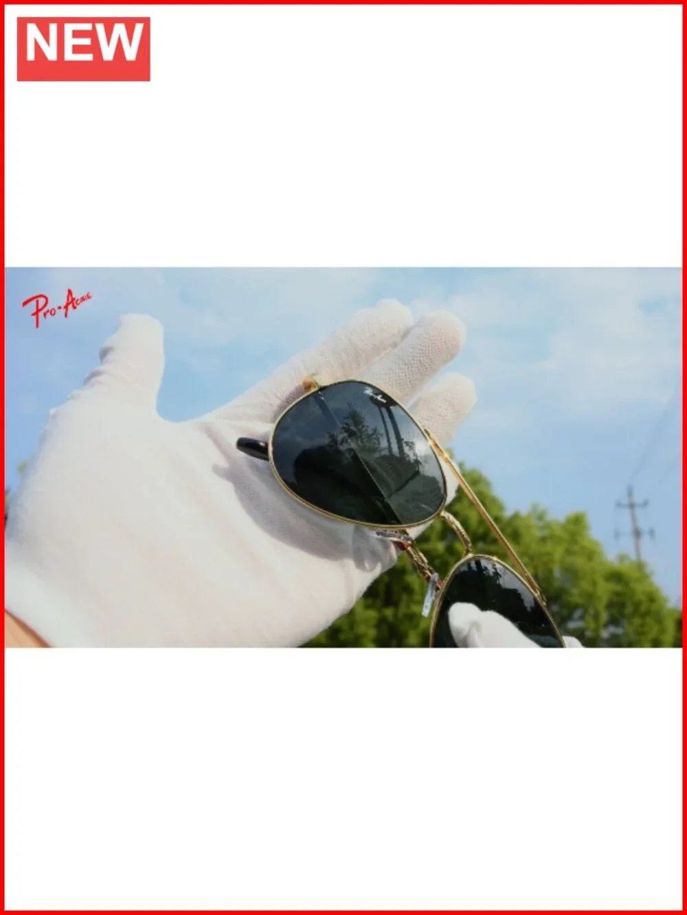 Classic Aviator Crystal Glass Lens Sunglasses UV400 with Leather Case